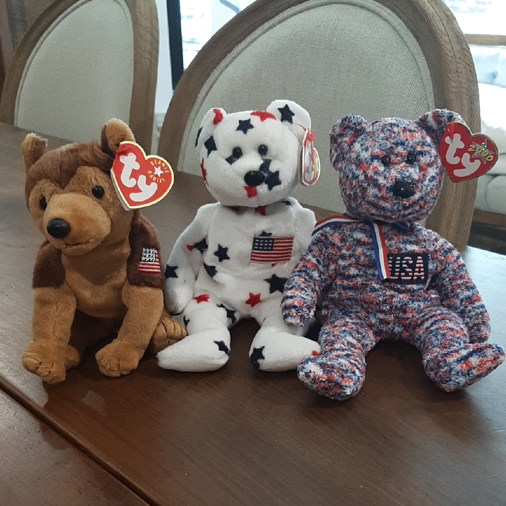 Set Of 3 USA Beanie Babies